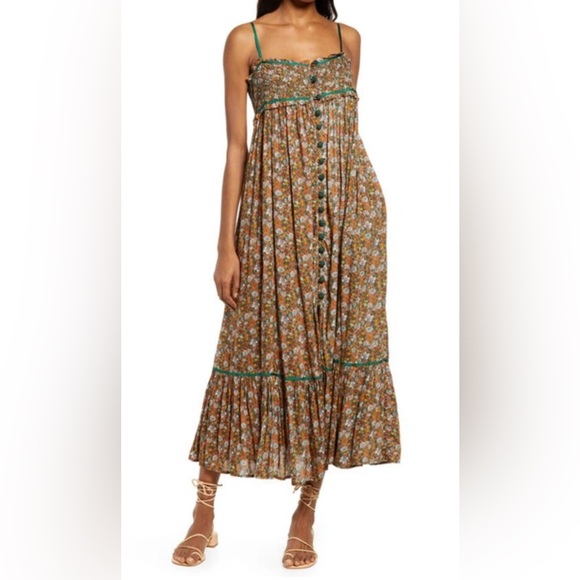 Free People Dresses & Skirts - NWT FREE PEOPLE Molly Joe Floral Sundress In Forest Combo , Sz M